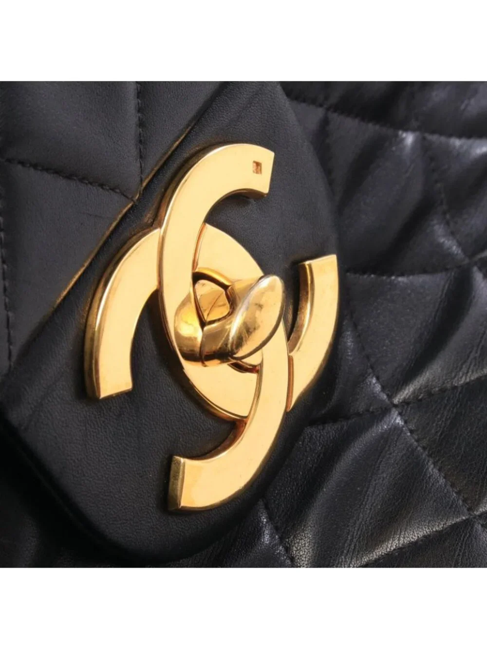 Chanel Shoulder Bag Maxi Quilted 34 Black Lambskin Chain